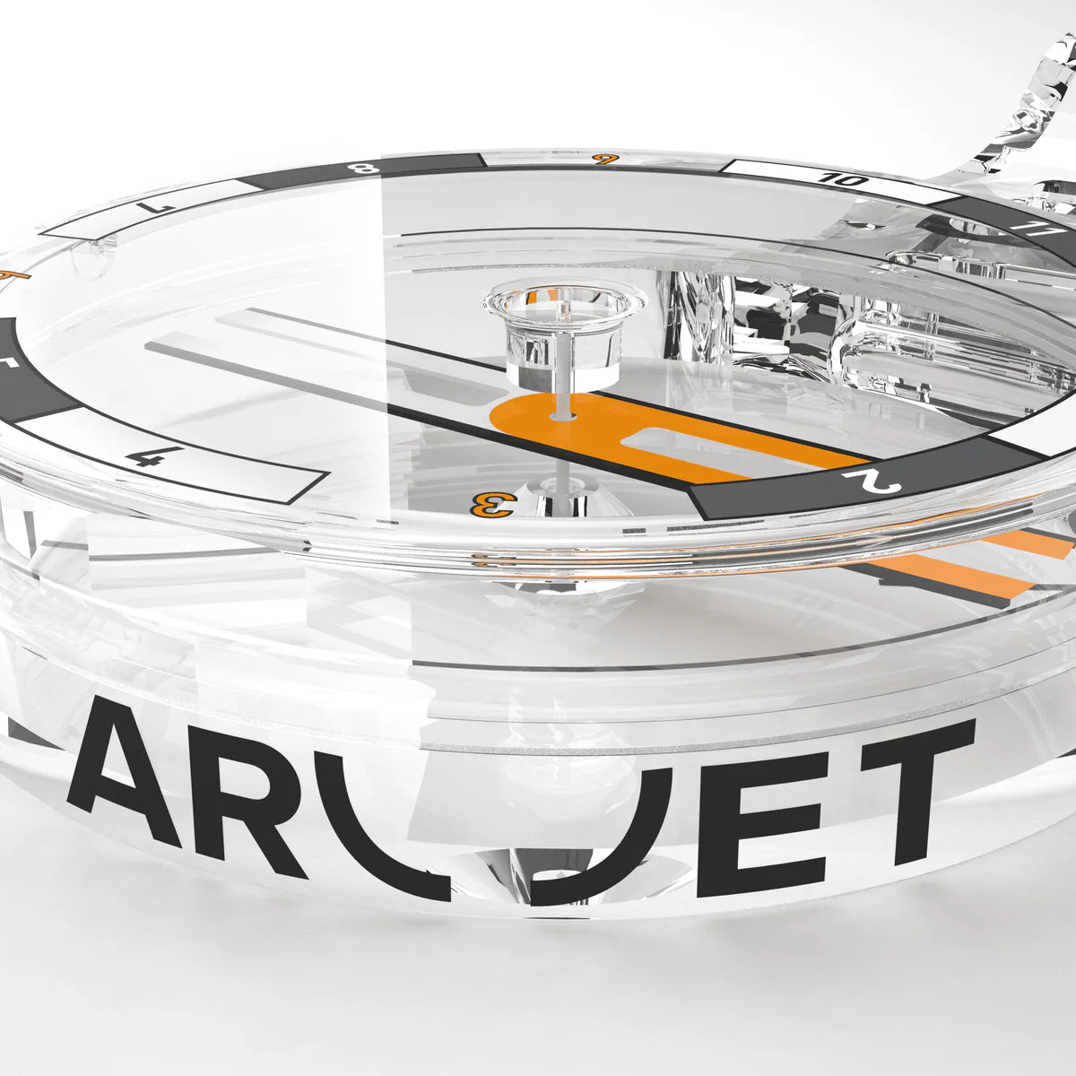Close up of side of compass showing ARC Jet writing