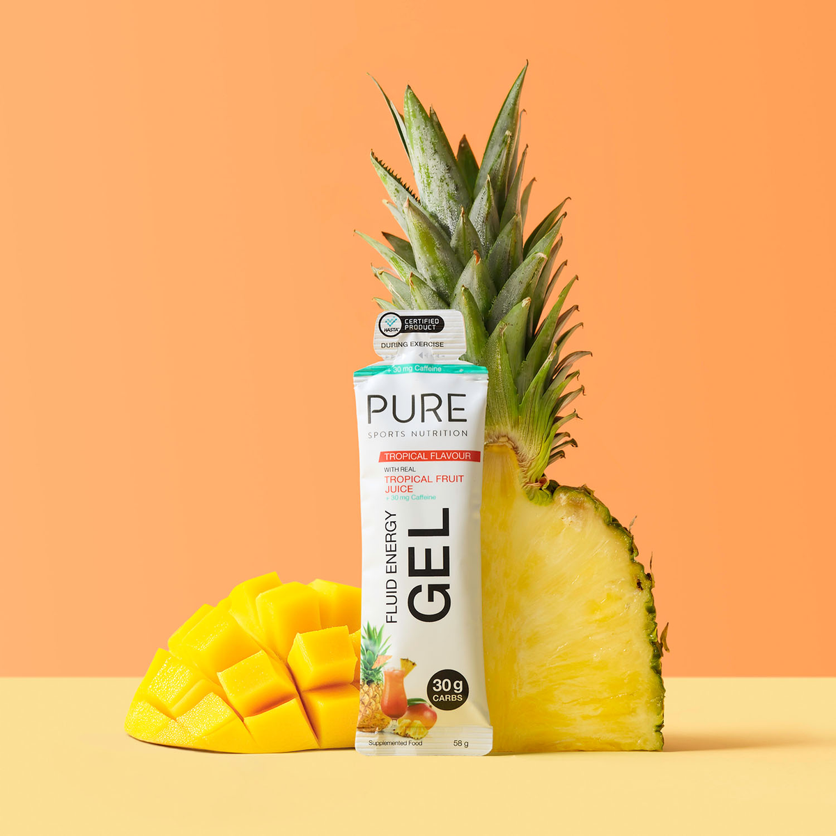 PURE Sports Nutrition Energy Gel - Tropical + Caffeine (58g)