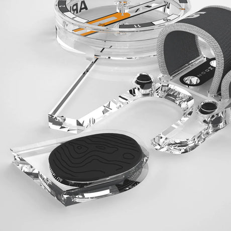 Close up of compass showing where thumb sits and that thumb slot is detachable