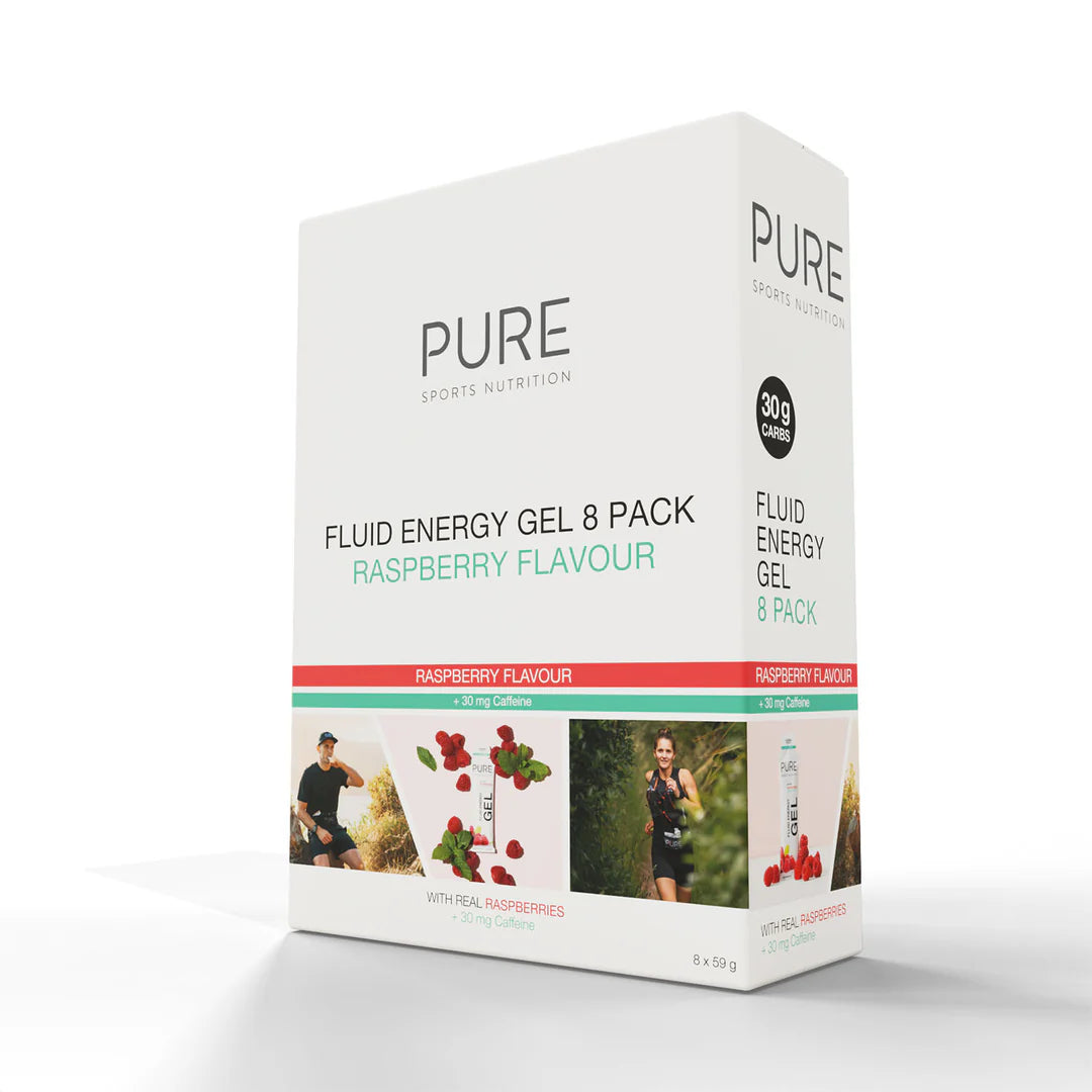 PURE Fluid Energy Gels - 8 Pack - Raspberry Caffeine