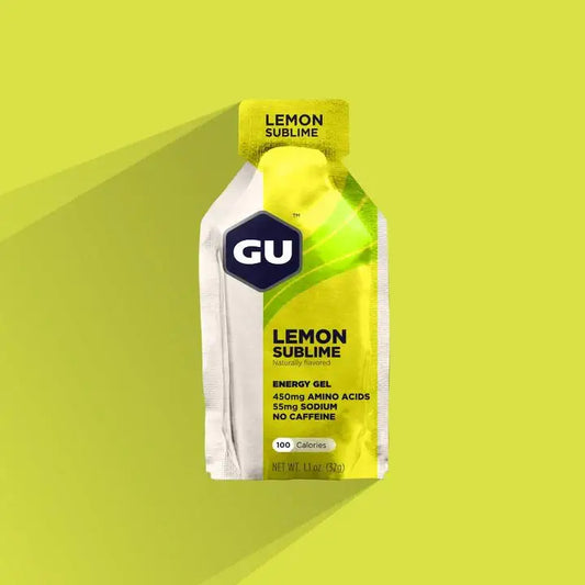Product image of GU Energy Gel with lime background