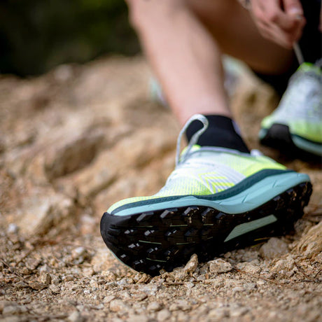 Close-up of the VJ MAXx2 trail shoe showcasing its amazing grip, lightweight design, and high-quality cushioning.