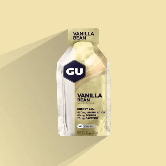 Product image of GU Energy Gel with tan background
